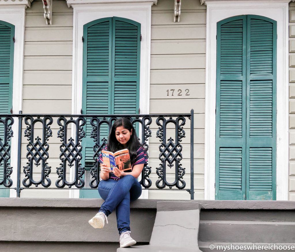 kindle vs physical books - reading a New Orleans guide book in New Orleans