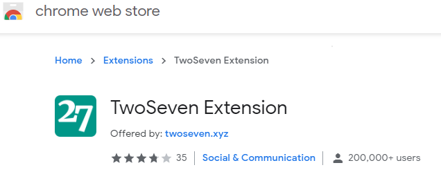 TwoSeven Chrome Extension page screenshot