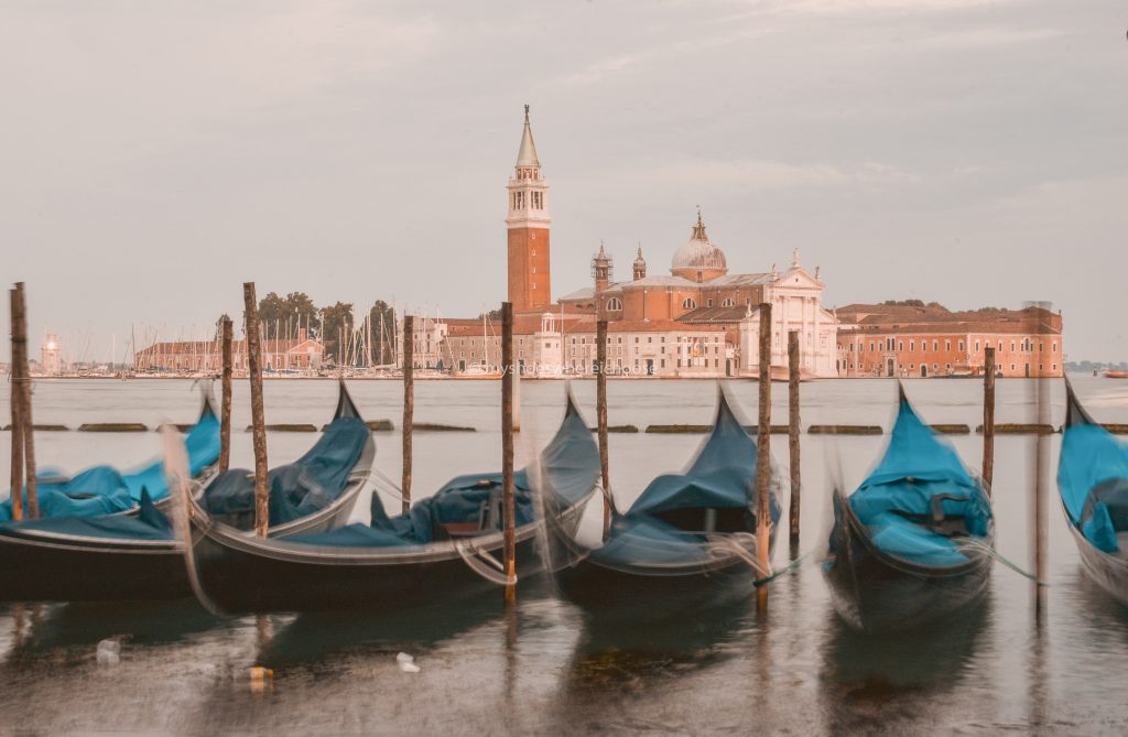 Photography gear - Gondolas at Venice swaying in the water - shot using Nikon D3400