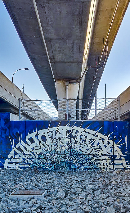 Sanskrit letters mural at the Underground at Ink Block