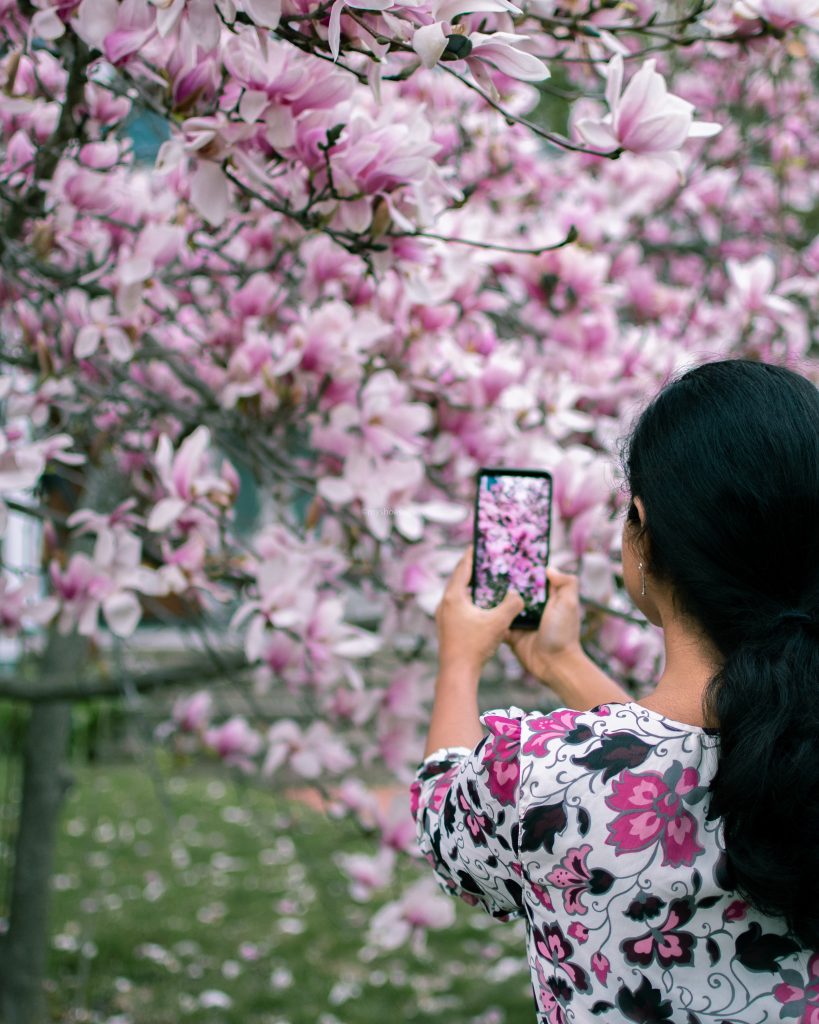 Showing off my spring blossoms-inspired dress