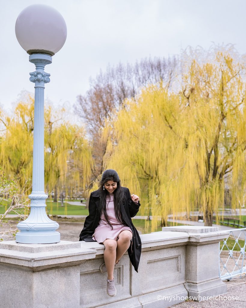 Girl on the bridge at Boston Public Garden - Instagrammable place in Boston