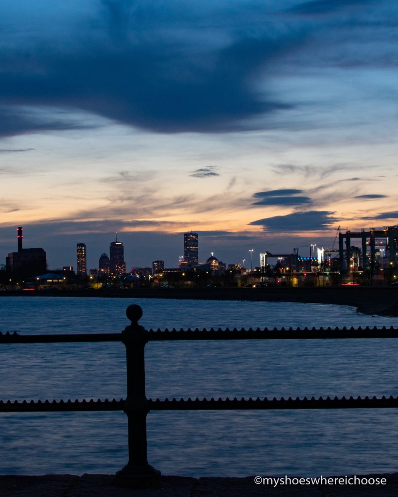 Instagrammable place in Boston - skyline view from Castle Island