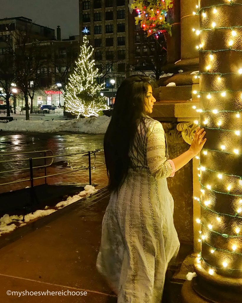 Holiday Lights and Xmas Tree at Trinity Church